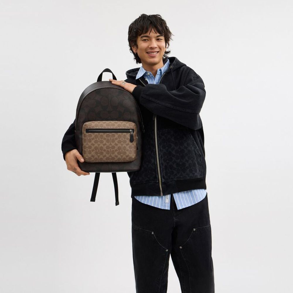 NWT Coach Outlet West Backpack In Blocked Signature Canvas - Picture 5 of 6